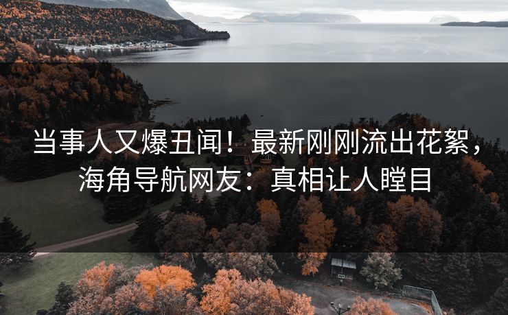 当事人又爆丑闻！最新刚刚流出花絮，海角导航网友：真相让人瞠目