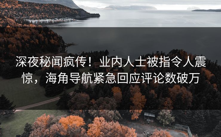深夜秘闻疯传！业内人士被指令人震惊，海角导航紧急回应评论数破万