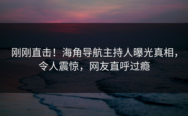 刚刚直击！海角导航主持人曝光真相，令人震惊，网友直呼过瘾