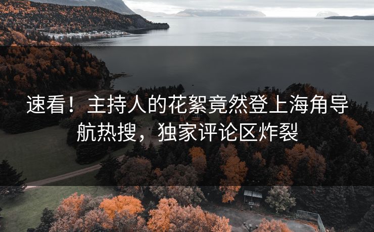 速看！主持人的花絮竟然登上海角导航热搜，独家评论区炸裂