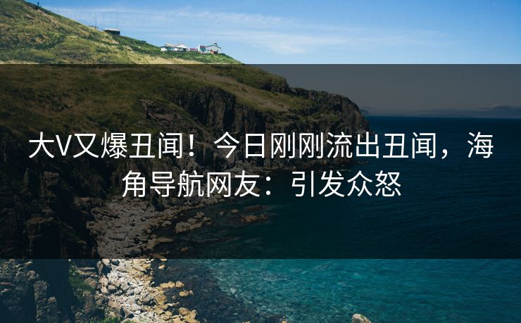大V又爆丑闻！今日刚刚流出丑闻，海角导航网友：引发众怒