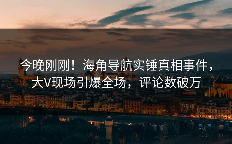 今晚刚刚！海角导航实锤真相事件，大V现场引爆全场，评论数破万