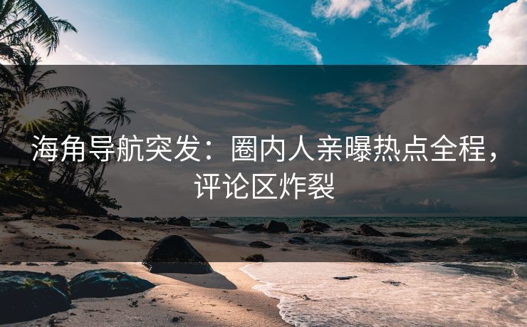 海角导航突发：圈内人亲曝热点全程，评论区炸裂
