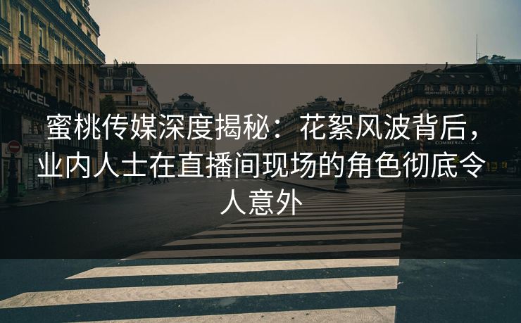 蜜桃传媒深度揭秘：花絮风波背后，业内人士在直播间现场的角色彻底令人意外